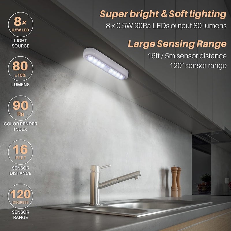 STAR-SPANGLED 3 Pack 7” Motion Sensor Lights Indoor Battery Operated, Stick on LED Light for Closet, Stairs, Under Cabinet, Cool White - Image 2